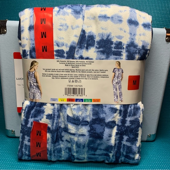 Lucky Brand Ladies' Blue (Winter Tie Dye) 4-Piece Pajama Set NWT - Picture 2 of 14